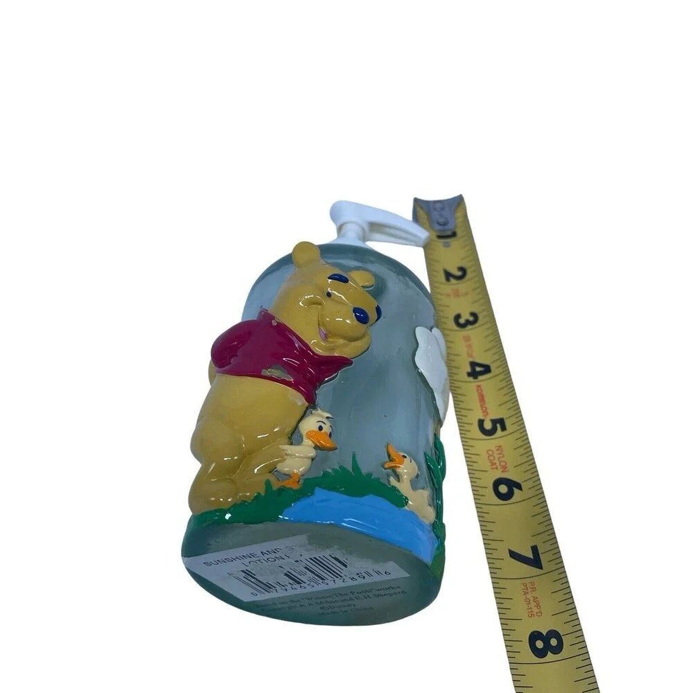 Vintage Winnie the Pooh Sunshine  Soap / Lotion  Dispenser 8” Glass RARE